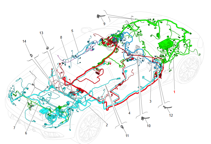 Maserati GranTurismo GranCabrio Engine Compartment Wiring Ha OEM 341948