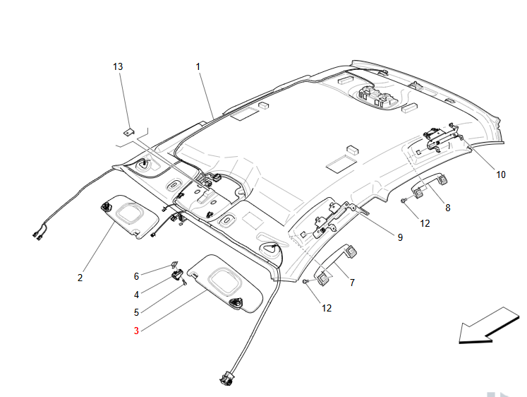 Maserati Quattroporte Ghibli Riparo Sole Sx Cpl Alcant. N OEM 670026844