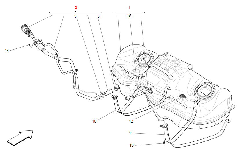 Maserati Quattroporte Ghibli Complete Fuel Union OEM 670036849