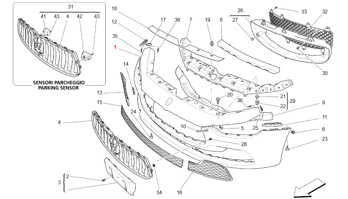 Maserati Ghibli Front Bumper OEM 673001804