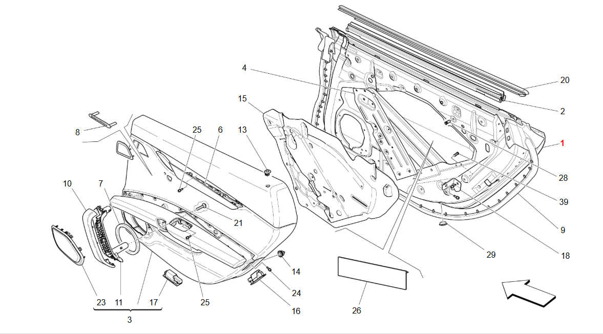 Maserati Quattroporte Ghibli Cpl RH Rear Door OEM 673008061
