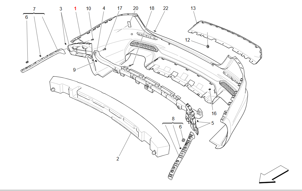 Maserati Ghibli Rear Bumper OEM 673008232
