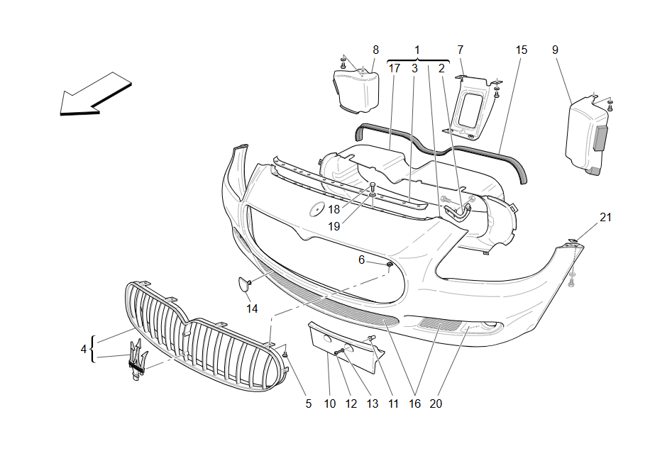 Maserati Quattroporte Complete Front Grill OEM 81256000