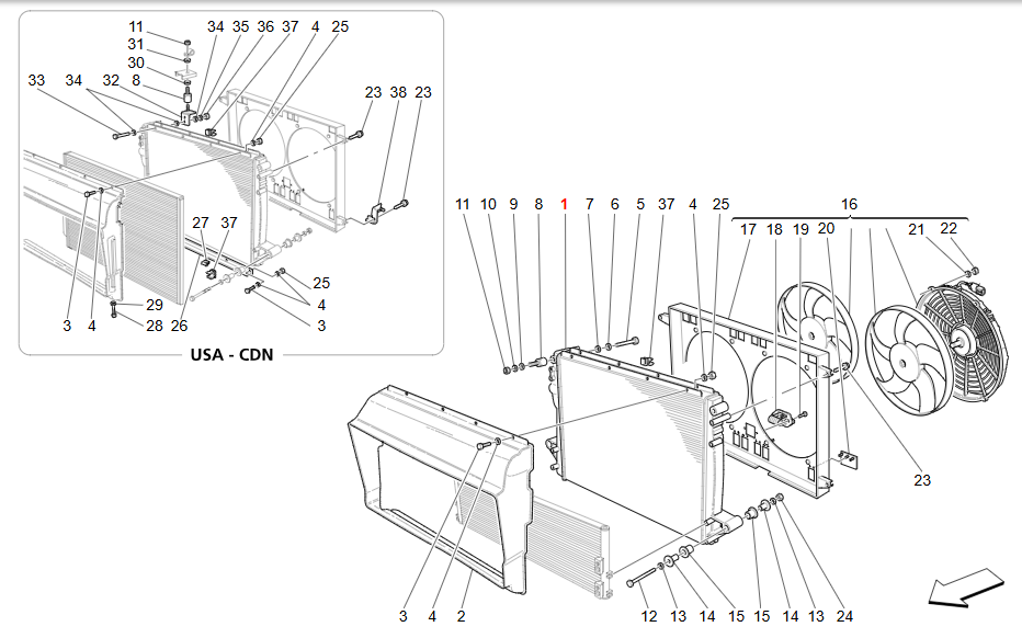 Maserati GranTurismo GranCabrio Water Radiator OEM 181097
