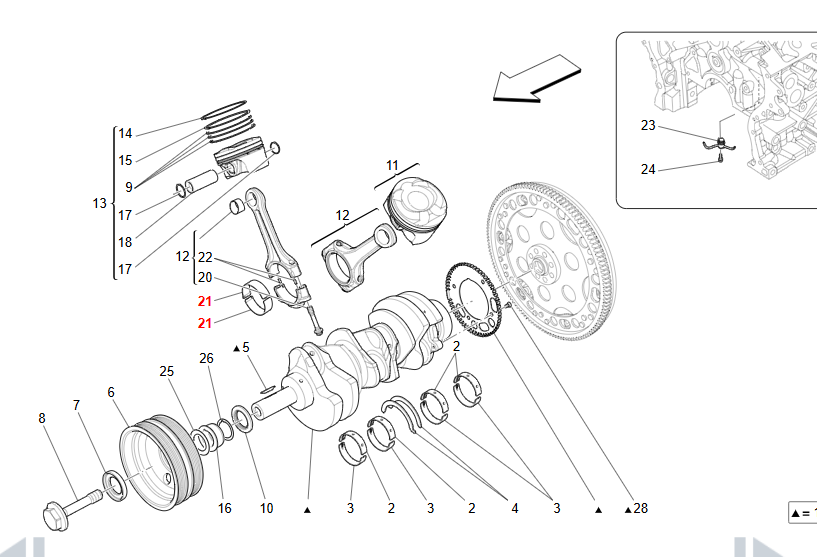 Maserati GranTurismo GranCabrio Con.rod Half-bearing (red) OEM 280326