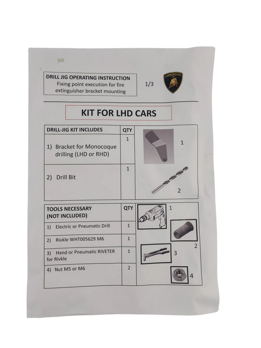 Lamborghini LHD Drilling Mask Kit for Fire Exting. OEM 471051459