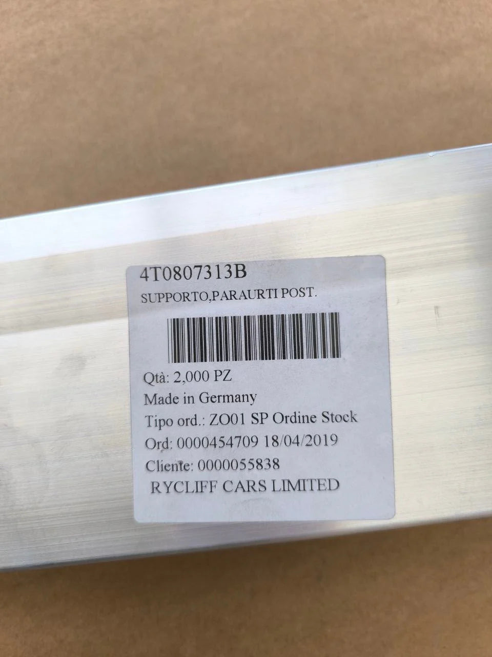 Lamborghini Huracan LP610-4 Rear Bumper Bar OEM 4T0807313B
