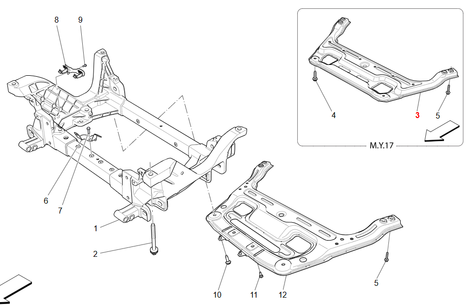 Maserati Levante Front Frame Reinf.cross OEM 670031978