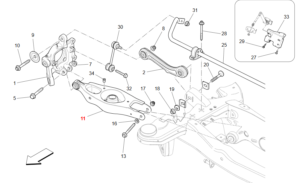 Maserati Quattroporte Ghibli Rear Wishbone OEM 670036580