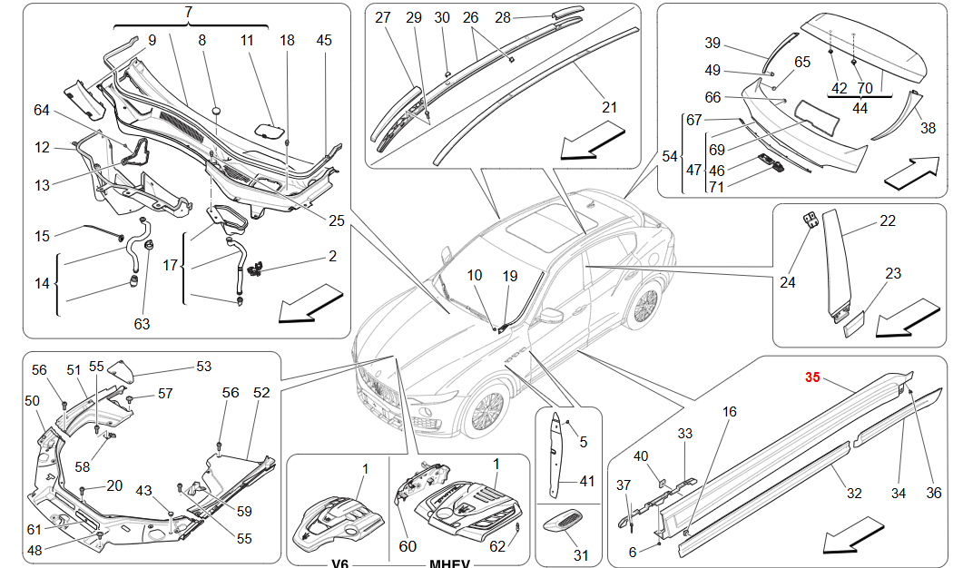 Maserati Levante RH Front Door Emossed Mouldi OEM 670065826