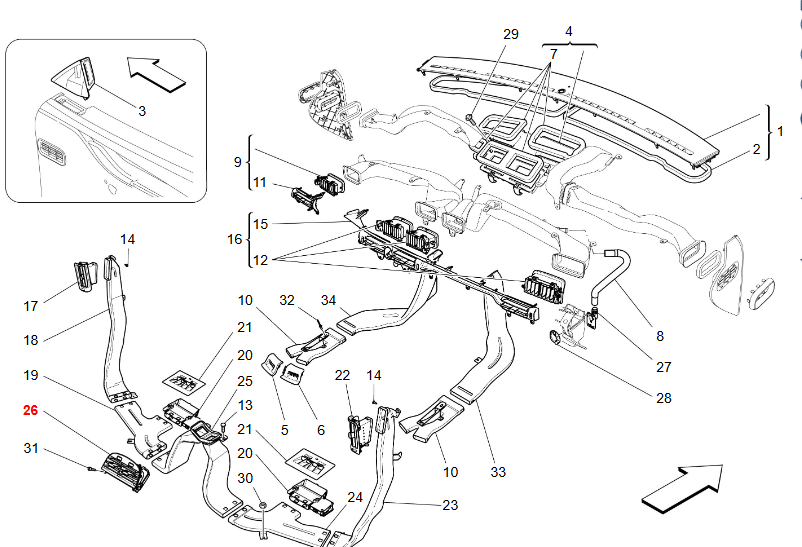 Maserati Quattroporte Ghibli Air Opening OEM 670150959