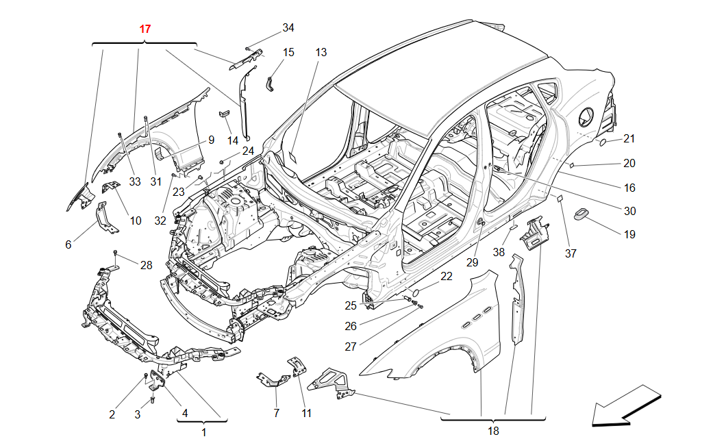 Maserati Levante Cpl RH Front Fender OEM 673005578