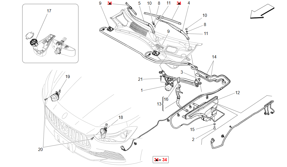 Maserati Quattroporte Rhd Wiper Set OEM 673008177