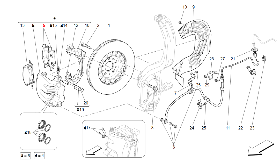 Maserati Levante Front Brake Pads Kit OEM 673011564