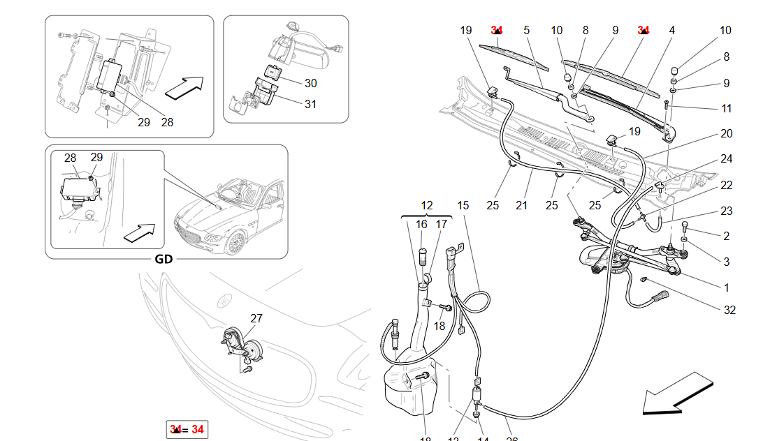 Maserati GranTurismo GranCabrio Lhd Wiper Set OEM 980139980