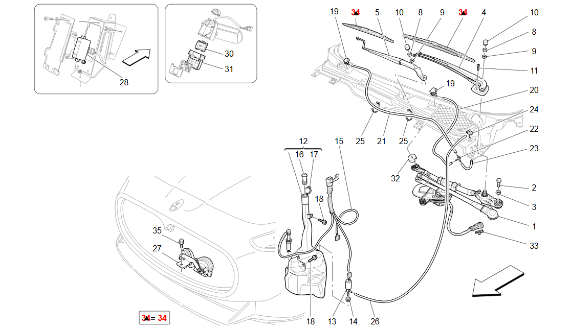 Maserati GranTurismo GranCabrio Rhd Wiper Set OEM 980145732