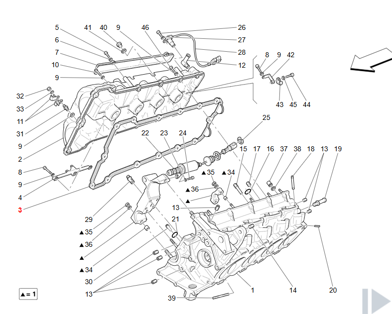 Maserati GranTurismo GranCabrio RH Head Cover Gasket OEM 198927