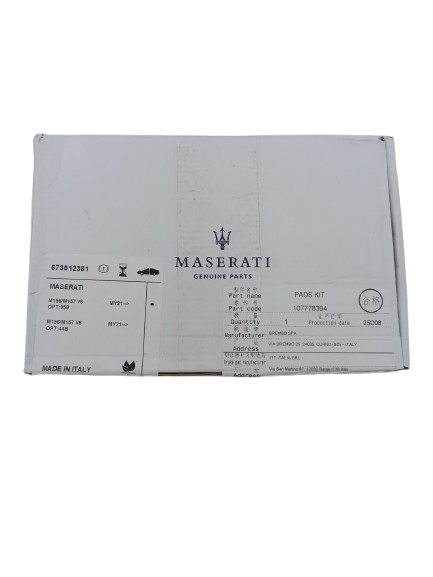 Maserati Ghibli Rear Brake Pads Kit M15x 44b OEM 673012381