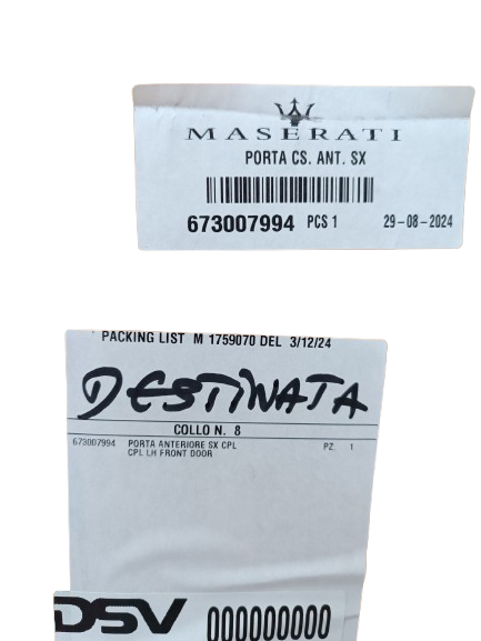 Maserati Quattroporte Ghibli Cpl LH Front Door OEM 673007994